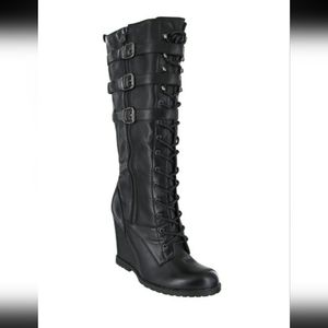 Wedge Zip Up Combat Boots